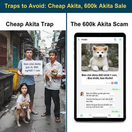 những bẫy cần tránh khi gặp tin bán chó Akita giá rẻ 600 nghìn