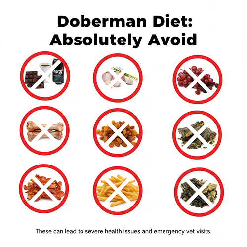 Các loại thực phẩm nguy hiểm cần tránh tuyệt đối khi cho chó Doberman ăn