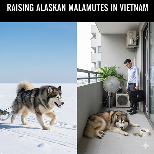 Nuôi chó Alaska ở Việt Nam trong nhà phố chung cư với khí hậu nóng ẩm và không gian hạn chế