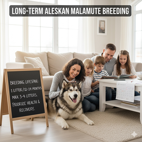 Nuôi chó Alaska Malamute sinh sản lâu dài với kế hoạch khoảng cách lứa đẻ an toàn