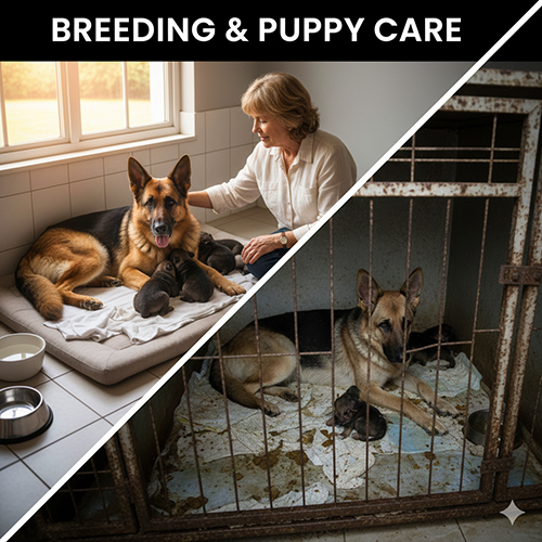 Chó Becgie sinh sản và đàn chó con được chăm sóc đúng cách trong môi trường sạch sẽ