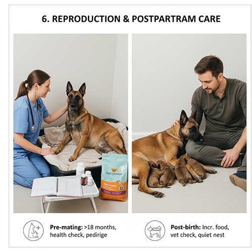 Hướng dẫn nuôi chó Malinois sinh sản và chăm sóc chó mẹ – chó con sau sinh