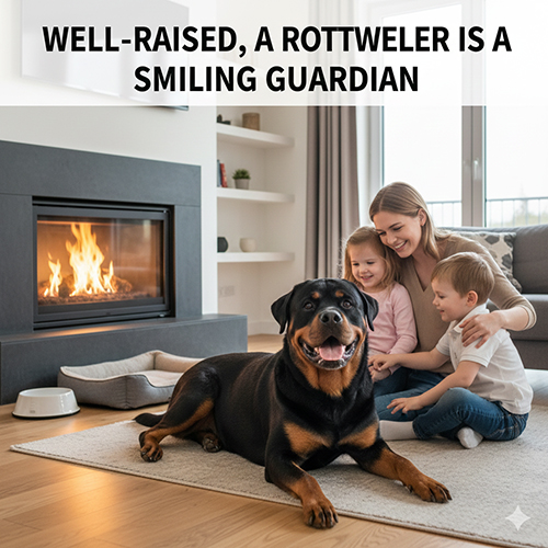 rottweiler được nuôi đúng cách trở thành vệ sĩ hiền lành và thân thiện với gia đình