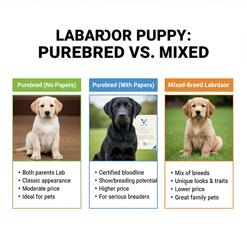 Phân biệt chó Labrador con thuần chủng không giấy, có giấy và Labrador lai