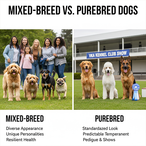 So sánh chó lai và chó thuần chủng qua ngoại hình, môi trường nuôi và tiêu chuẩn giống