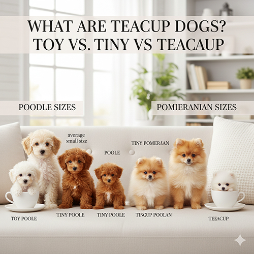 So sánh kích thước chó Toy Tiny và Teacup qua các giống phổ biến
