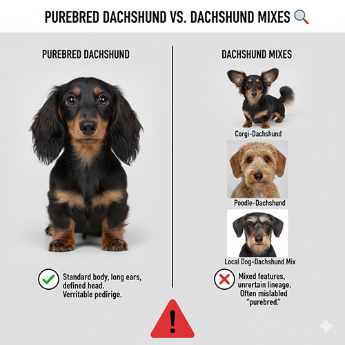 So sánh Dachshund thuần chủng với các line lai phổ biến như Corgi–Dachshund, Poodle–Dachshund