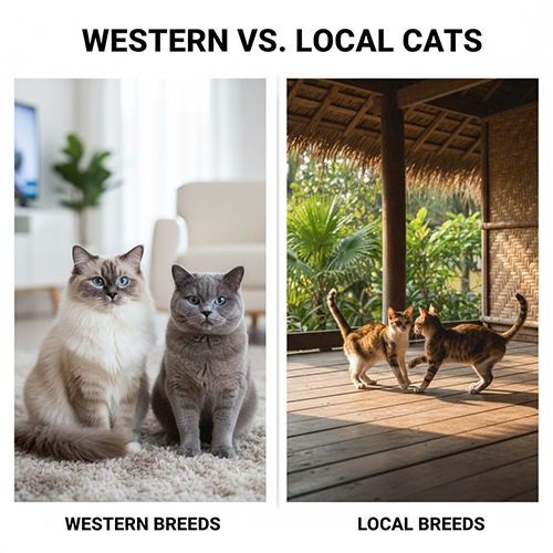 So sánh mèo Tây và mèo bản địa Việt Nam về ngoại hình và môi trường nuôi