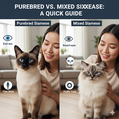 Phân biệt mèo Xiêm thuần chủng và mèo Xiêm lai qua đặc điểm mắt, lông, form và tính cách