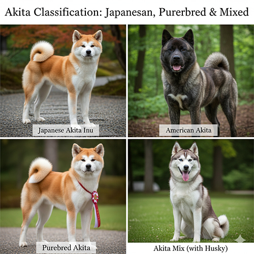 Infographic phân loại chó Akita Nhật, Akita Mỹ, Akita thuần chủng và Akita lai Husky 🐕🇯🇵
