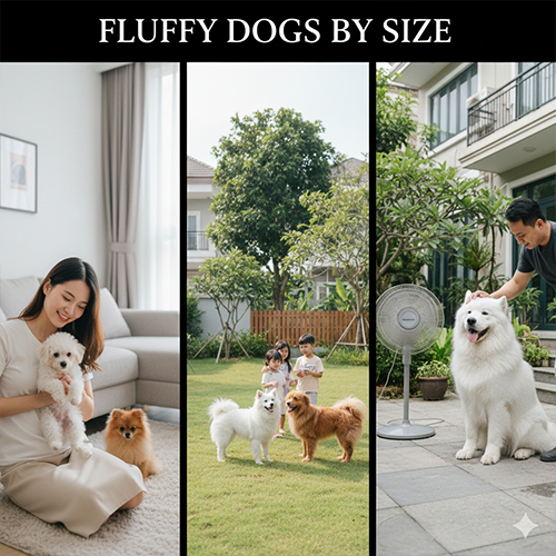 Phân nhóm chó lông xù theo kích thước nhỏ vừa to phù hợp từng không gian sống