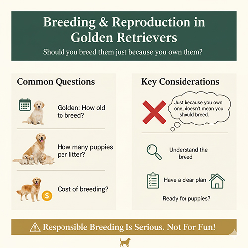 Infographic phối giống và sinh sản ở chó Golden Retriever, cảnh báo không phải cứ nuôi là nên cho đẻ