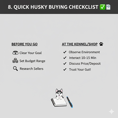 checklist nhanh cac buoc can lam truoc khi mua cho Husky