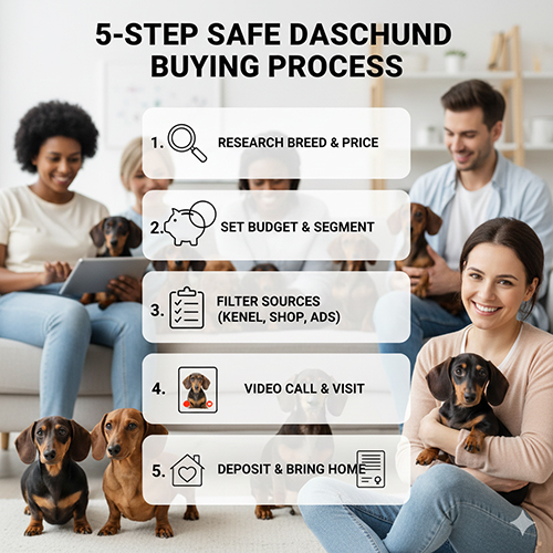 Quy trình 5 bước mua chó Lạp xưởng an toàn cho người mới – từ tìm hiểu giá tới nhận chó