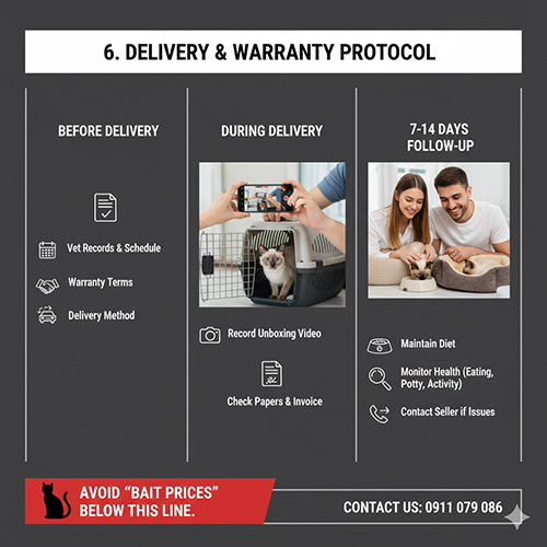 Quy trình giao nhận và bảo hành mèo Xiêm – hướng dẫn trước, trong và sau khi nhận mèo