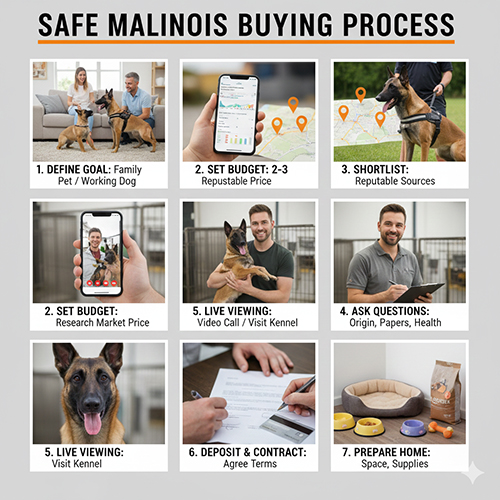 Quy trình mua chó Béc Bỉ Malinois an toàn cho người mới