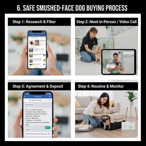 Quy trình mua chó mặt xệ an toàn từ tìm nguồn đặt cọc đến nhận chó