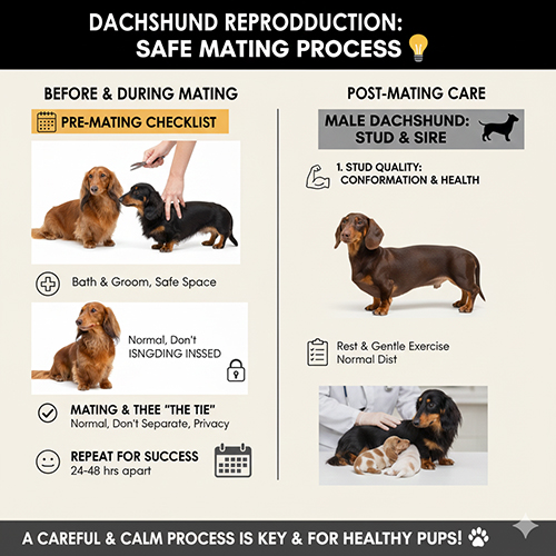 Infographic quy trình phối giống chó Lạp xưởng an toàn và các bước cần chuẩn bị