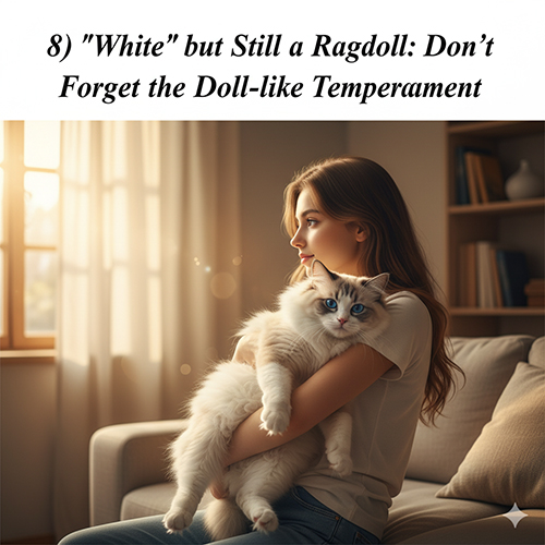 Mèo Ragdoll sáng màu được bế trong phòng có ánh hoàng hôn, gợi lên khí chất hiền và “búp bê”.