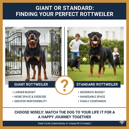 So sánh chó Rottweiler dòng đại và Rottweiler tiêu chuẩn để chọn giống phù hợp với gia đình