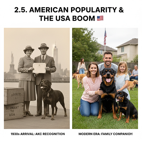 Sự phổ biến của chó Rottweiler tại Mỹ từ thập niên 1930 đến thời hiện đại