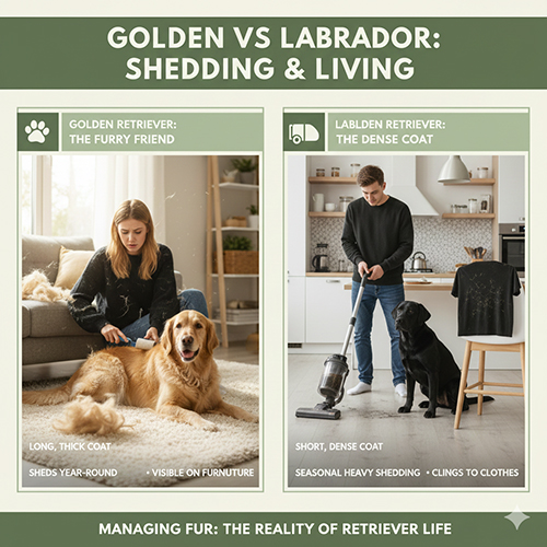 so sanh rung long mui va viec o chung nha cua golden retriever va labrador retriever