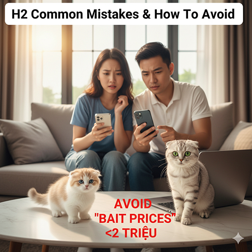 Ba hình minh họa sự khác biệt giữa mèo Scottish Fold và Munchkin Fold giúp tránh nhầm lẫn khi mua mèo tai cụp