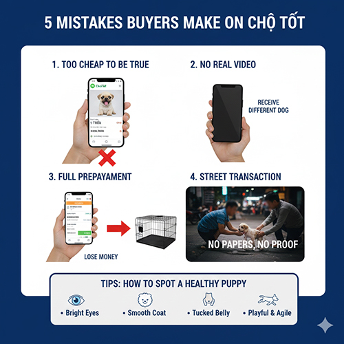 Những sai lầm người mua thường gặp khi tìm chó cảnh trên Chợ Tốt