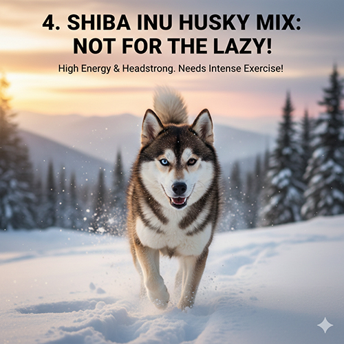 Chó Shiba lai Husky với ngoại hình mặt sói, lông dày và dáng chạy mạnh mẽ ngoài trời tuyết