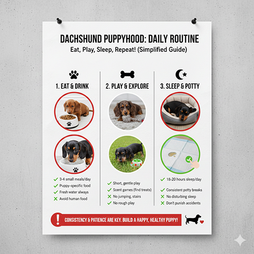 Sinh hoạt hằng ngày của chó Lạp xưởng con: ăn uống, vận động và ngủ nghỉ