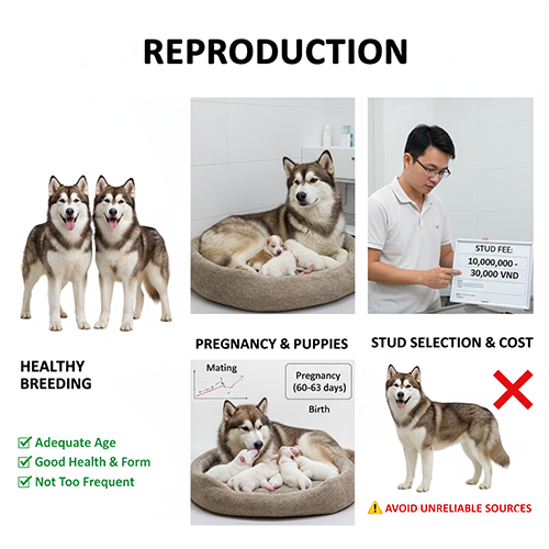 Sinh sản và phối giống chó Alaska Malamute an toàn và đúng thời điểm
