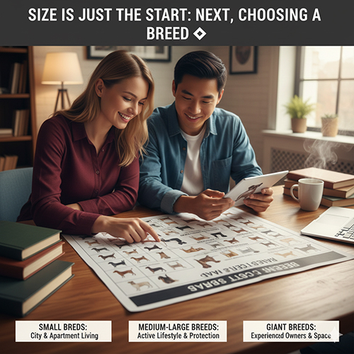 Gia đình xem bảng phân loại giống chó để chọn giống phù hợp sau khi xác định size