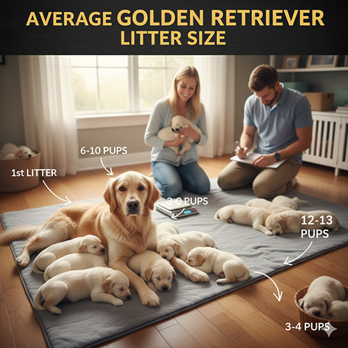 Số con trung bình mỗi lứa của chó Golden Retriever – từ 3 đến 13 con
