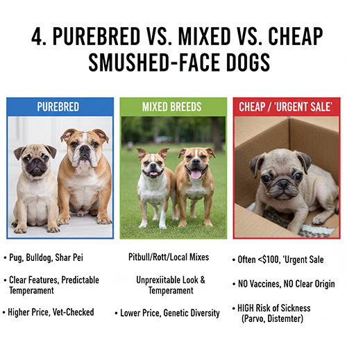 So sánh chó mặt xệ thuần chủng chó lai và chó mặt xệ giá rẻ