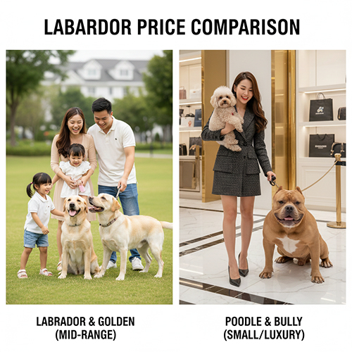 so sanh gia cho labrador voi cac giong pho bien nhu poodle bully golden