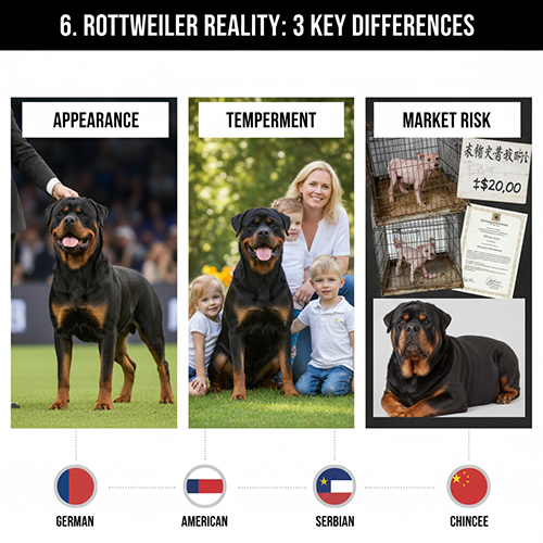 So sánh chó Rottweiler Đức, Mỹ, Serbia và Trung Quốc qua ngoại hình, tính cách và rủi ro