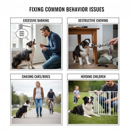 Sửa hành vi xấu ở chó Border Collie như sủa nhiều, cắn phá và đuổi theo