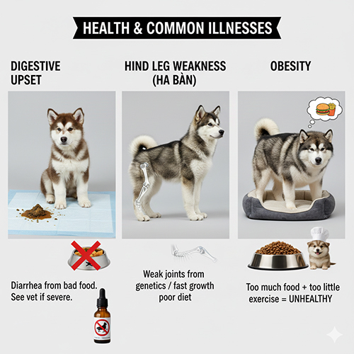 Các vấn đề sức khỏe và bệnh thường gặp ở chó Alaska Malamute