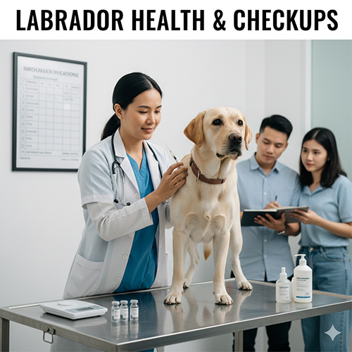 Kiểm tra sức khỏe định kỳ cho chó Labrador tại phòng khám thú y