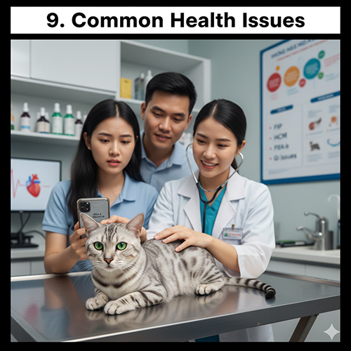 Bác sĩ thú y kiểm tra sức khỏe cho mèo Bengal Silver trong phòng khám hiện đại.