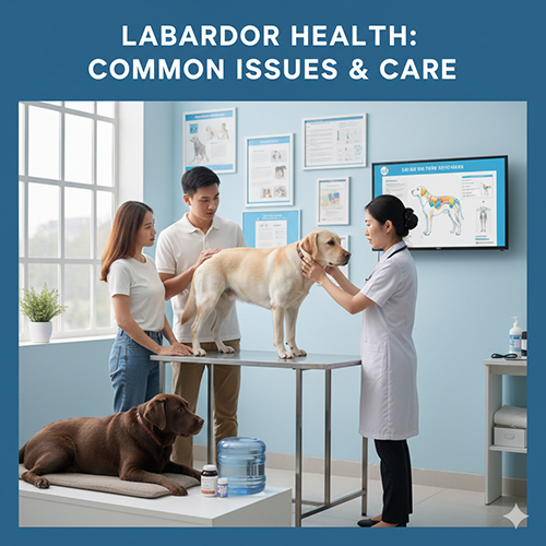 Ảnh kiểm tra sức khỏe chó Labrador tại phòng khám thú y