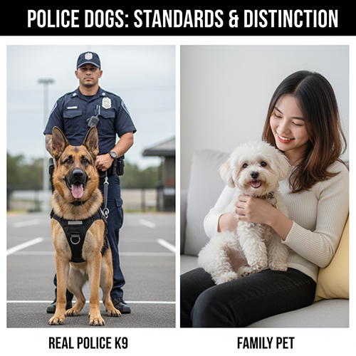 anh so sanh cho nghiep vu k9 dung canh canh sat va cho canh nuoi trong gia dinh