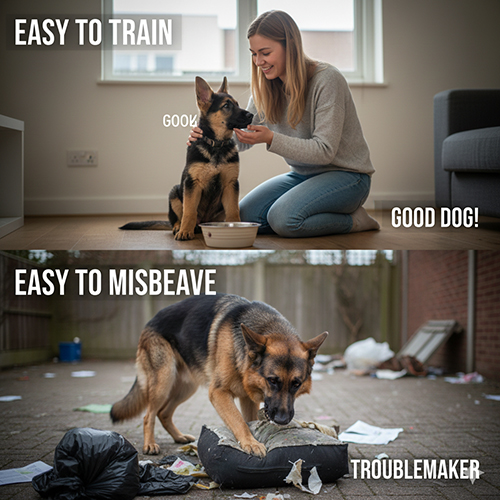 So sánh chó Becgie Đức dễ huấn luyện và dễ hư khi không được dạy đúng cách