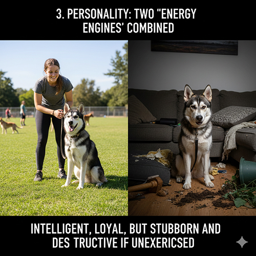 Chó Husky lai Becgie vận động ngoài trời và ở trong nhà khi thiếu vận động