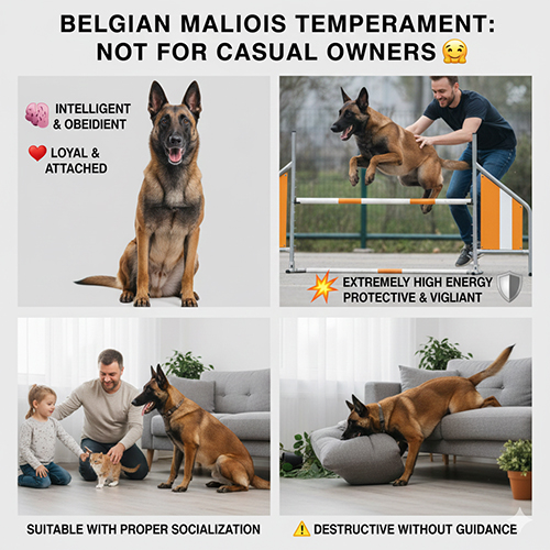 Infographic tính cách chó Béc Bỉ Malinois: thông minh, năng lượng cực cao, bảo vệ tốt nhưng dễ phá phách nếu thiếu huấn luyện