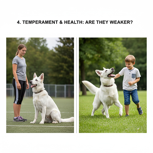 Chó Becgie trắng tương tác với người và trẻ em, thể hiện tính cách thân thiện và khỏe mạnh