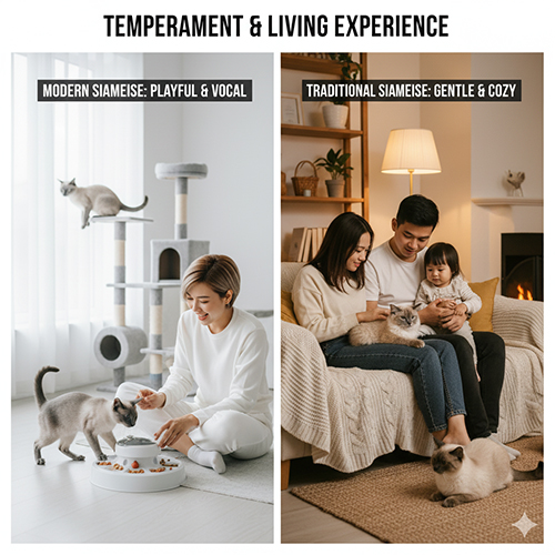 So sánh tính cách và trải nghiệm sống cùng mèo Xiêm hiện đại và mèo Xiêm truyền thống