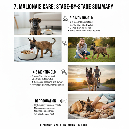 Tóm tắt cách nuôi chó Béc Bỉ Malinois theo từng giai đoạn phát triển