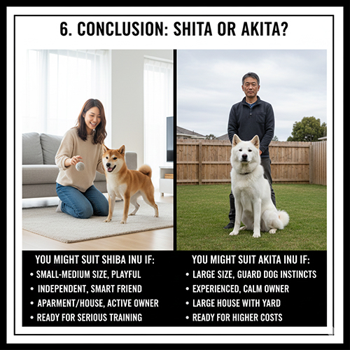 Tổng kết lựa chọn chó Shiba Inu hay Akita Inu dựa trên không gian sống, kinh nghiệm nuôi và nhu cầu gia đình