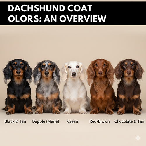 Tổng quan các màu lông chó Lạp xưởng gồm đen, kem, nâu, socola và loang